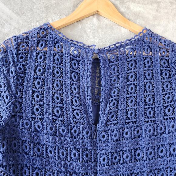 Boden Dress Womens Size 10 Imperial Blue Althea Crocheted Eyelet Lace 10R - Picture 5 of 10